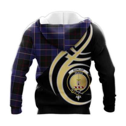 Printivon Dunlop Clan Believe In Me Crest Tartan Knitted Hoodie Custom Your Text