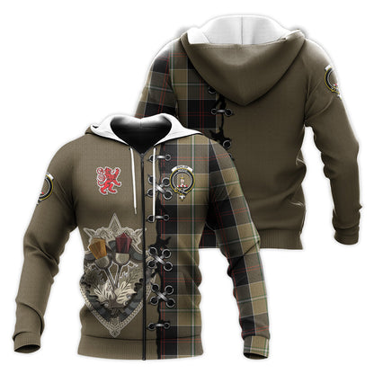 Printivon Dunlop Hunting Tartan Hoodie Lion Rampant And Celtic Thistle Style