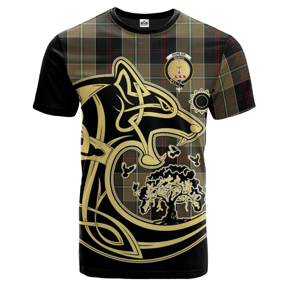 Printivon Dunlop Hunting Crest Celtic Wolf Tartan T Shirt Custom Your Text