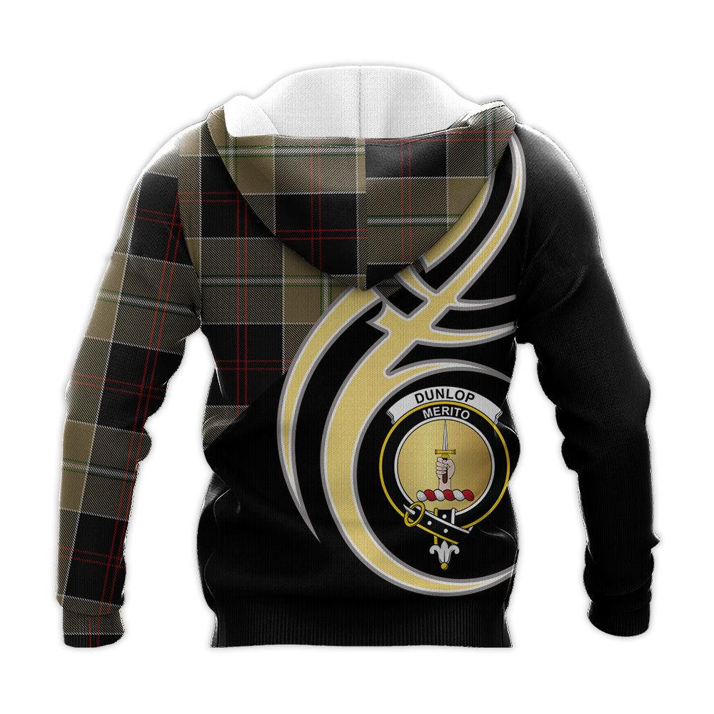 Printivon Dunlop Hunting Clan Believe In Me Crest Tartan Knitted Hoodie Custom Your Text