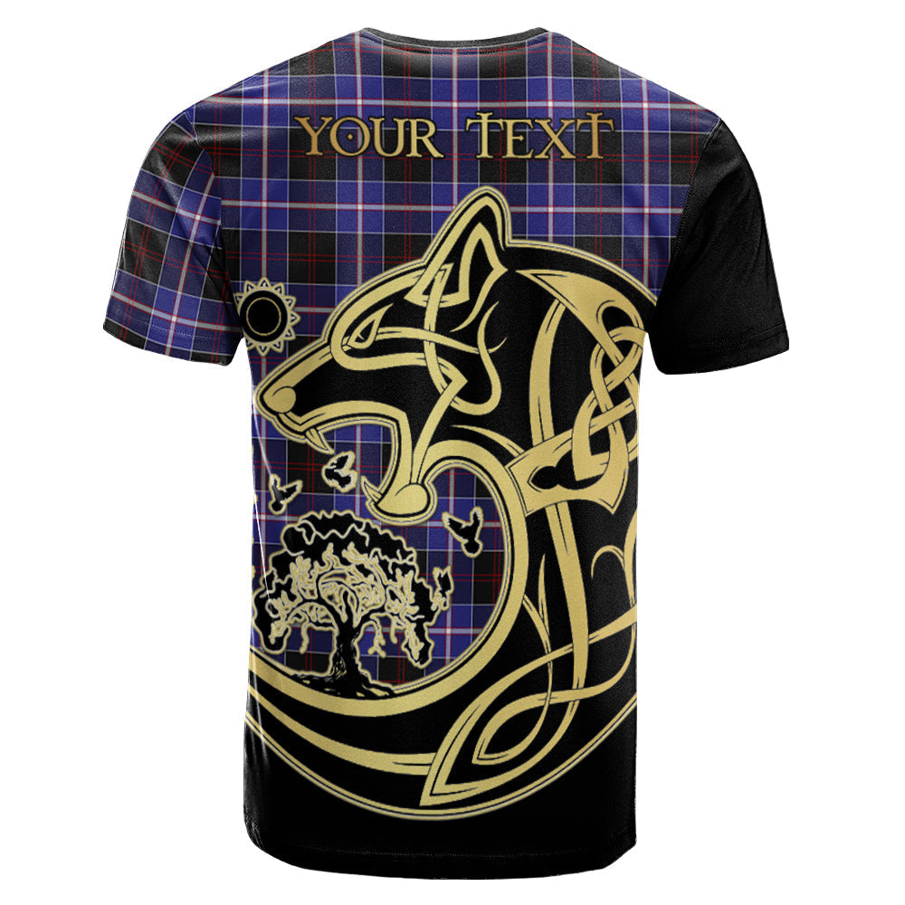 Printivon Dunlop Modern Crest Celtic Wolf Tartan T Shirt Custom Your Text