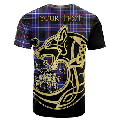Printivon Dunlop Modern Crest Celtic Wolf Tartan T Shirt Custom Your Text