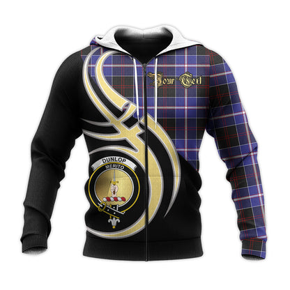 Printivon Dunlop Modern Clan Believe In Me Crest Tartan Knitted Hoodie Custom Your Text