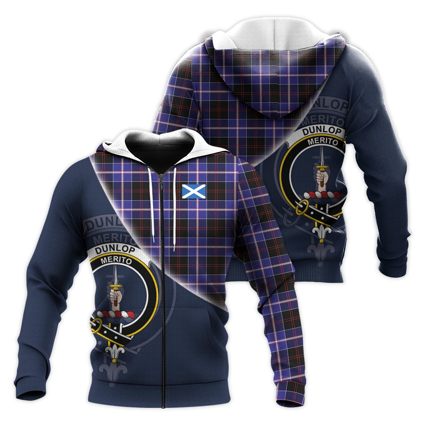 Printivon Dunlop Modern Tartan Scottish Crest Hoodie
