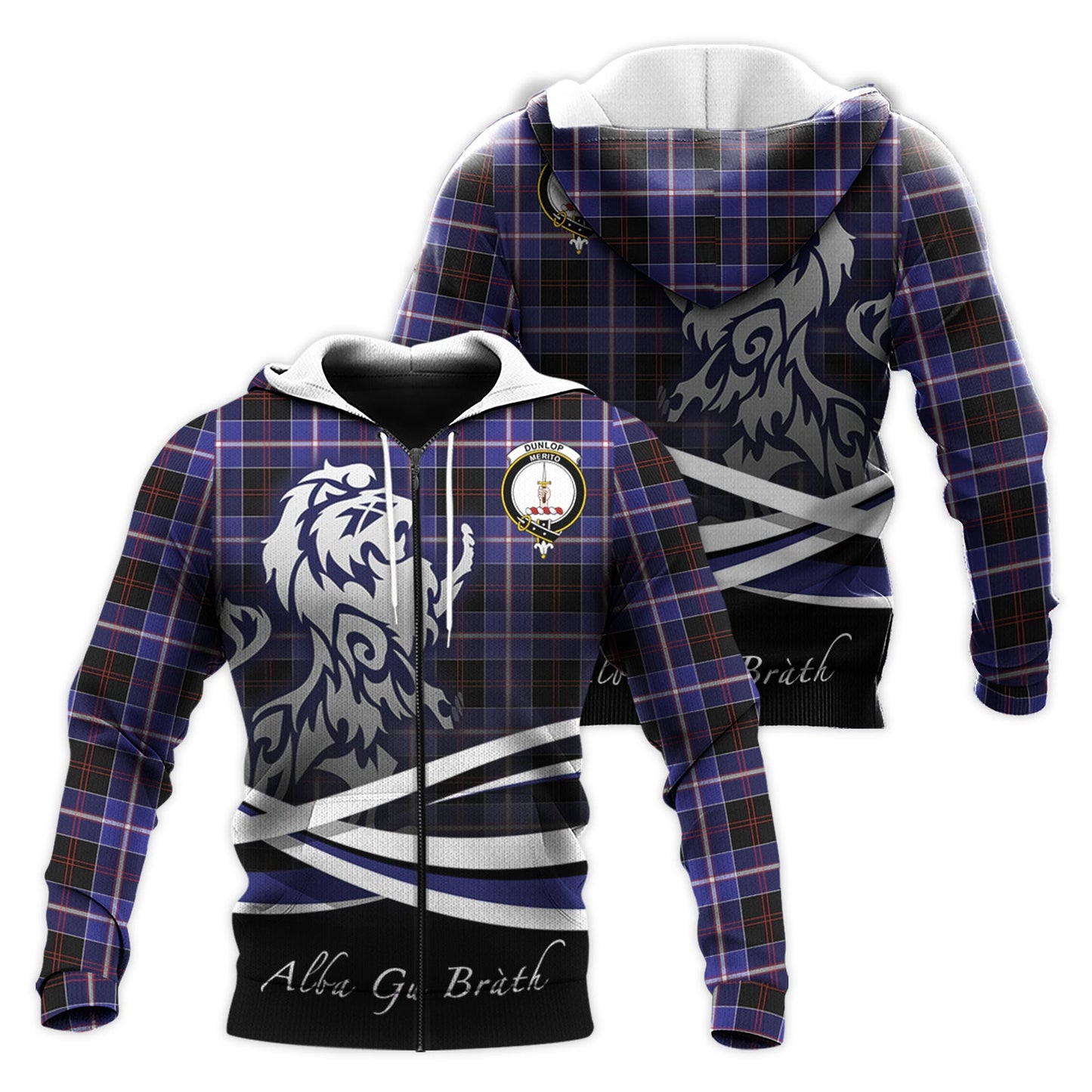 Printivon Dunlop Modern Tartan Scottish Lion Hoodie