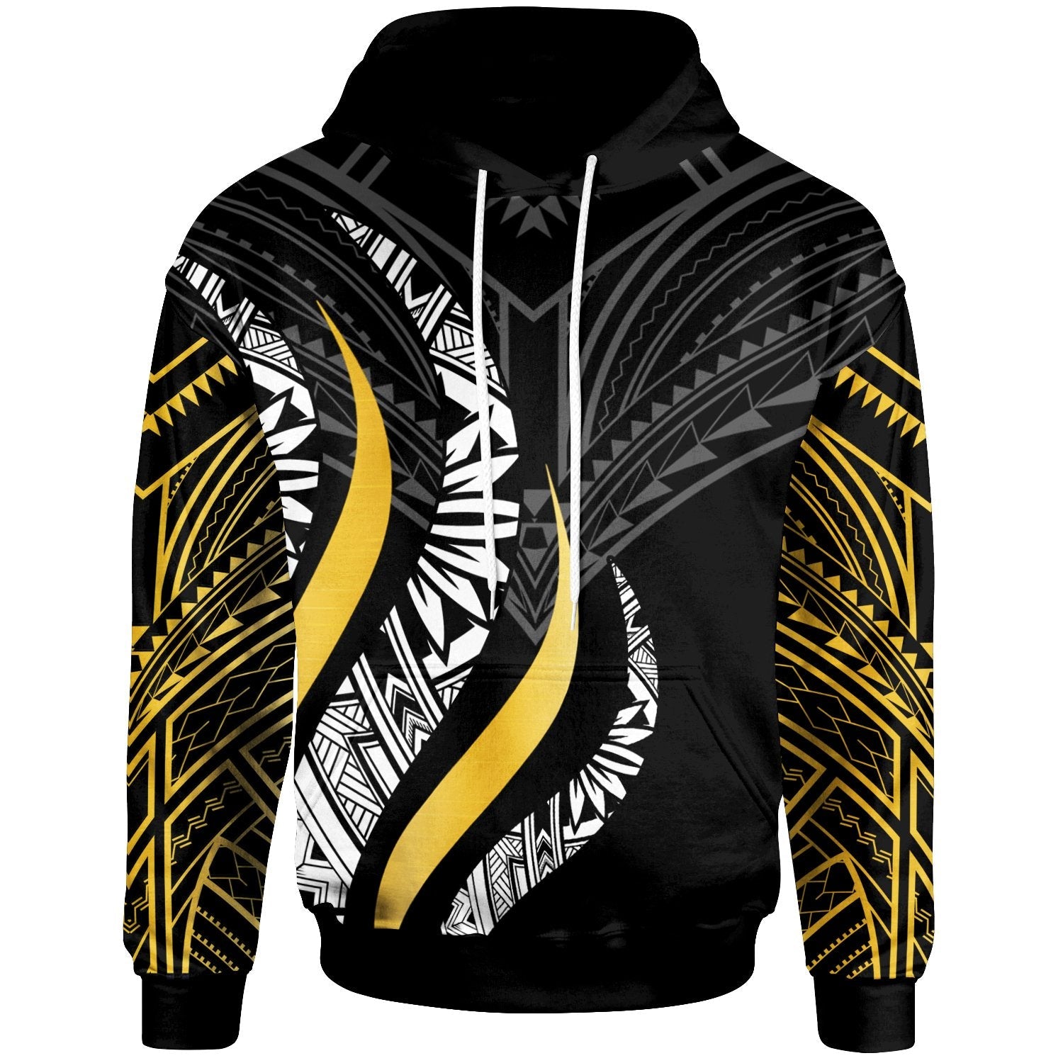 Polynesian Hoodie Polynesian Strong Fire Pattern Gold