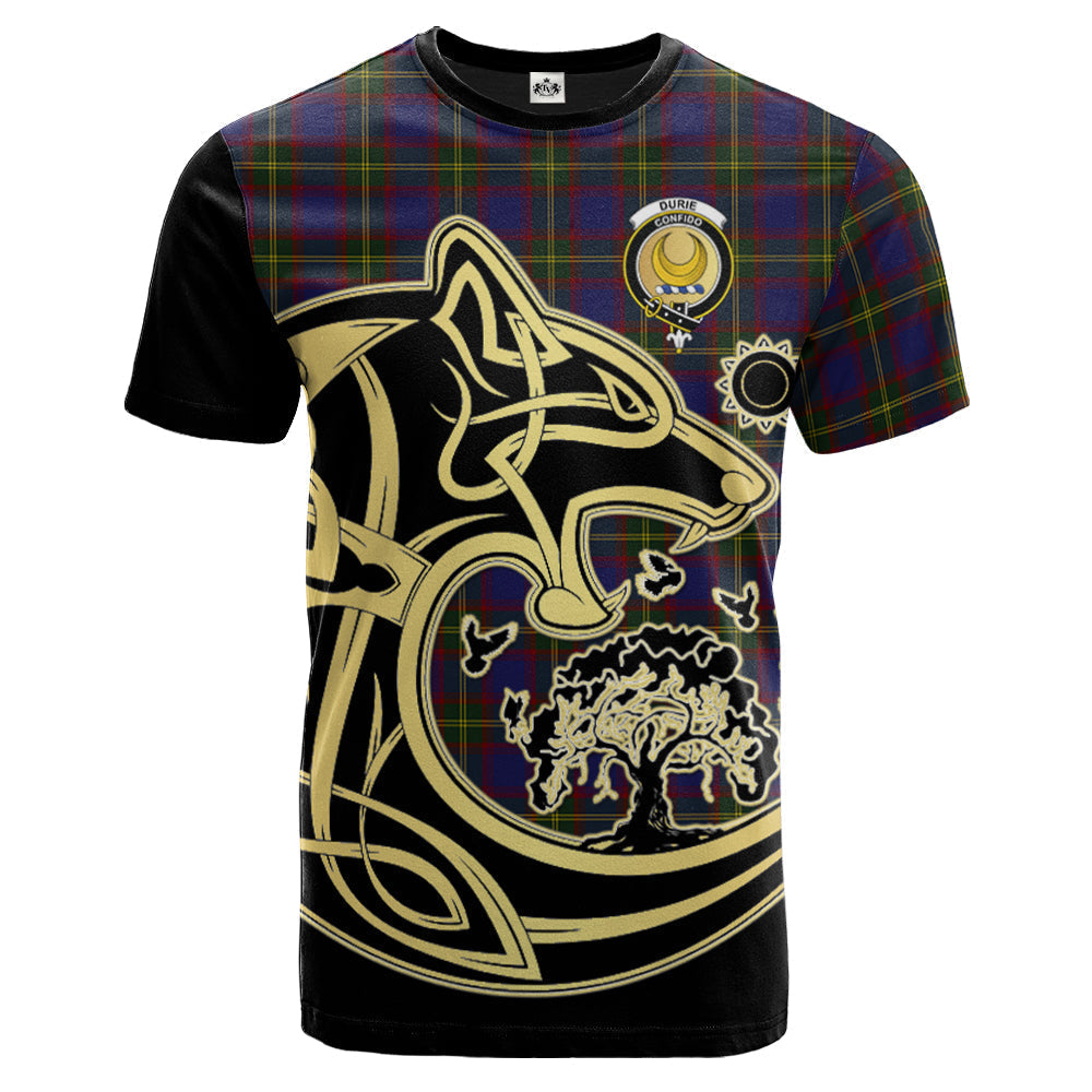 Printivon Durie Crest Celtic Wolf Tartan T Shirt Custom Your Text