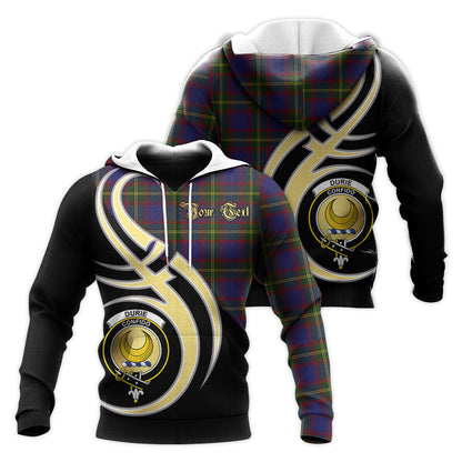 Printivon Durie Clan Believe In Me Crest Tartan Knitted Hoodie Custom Your Text