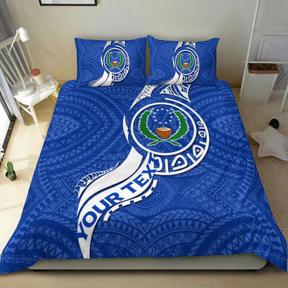 (Custom Personalised) Pohnpei Bedding Set Micronesia Pride Blue