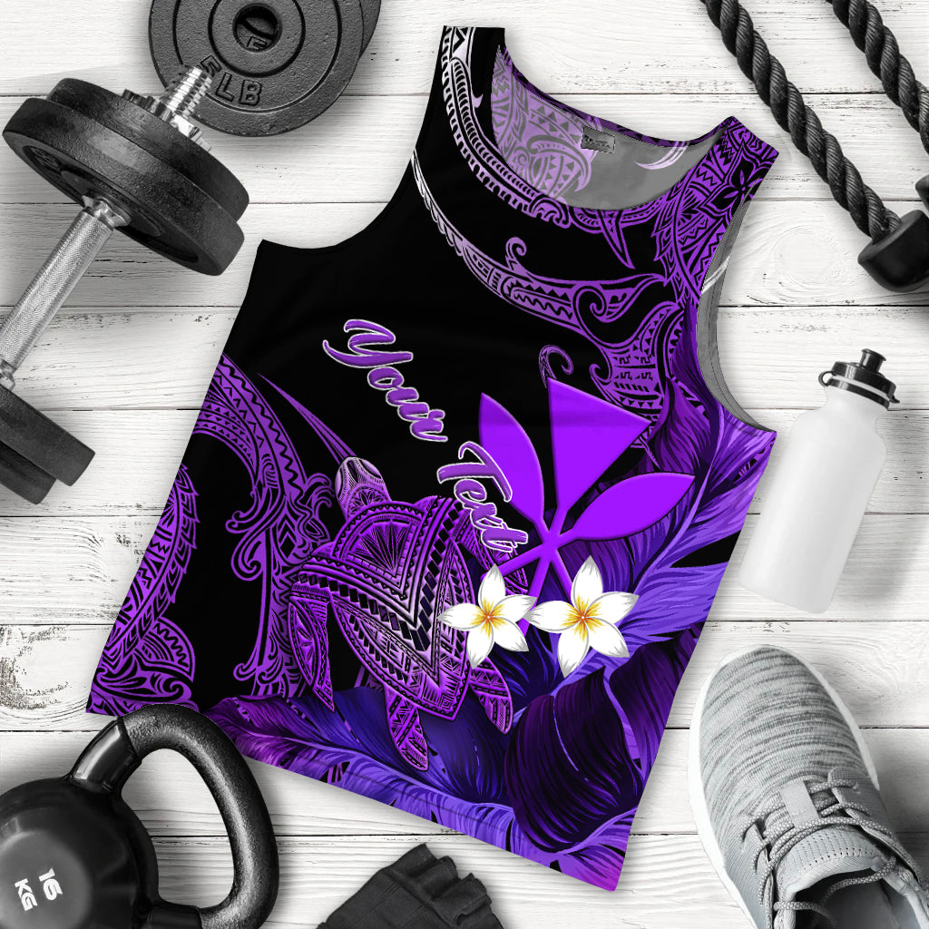 Custom Personalised Hawaii Turtle With Plumeria Leaf Purple Men Tank Top