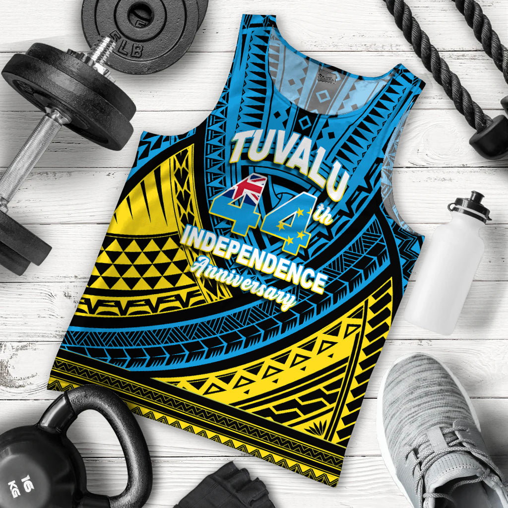 Tuvalu Men Tank Top 44th Independence Anniversary Tribal Pattern