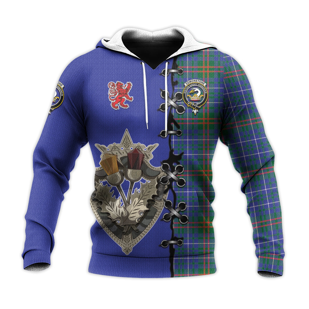 Printivon Edmonstone Tartan Hoodie Lion Rampant And Celtic Thistle Style