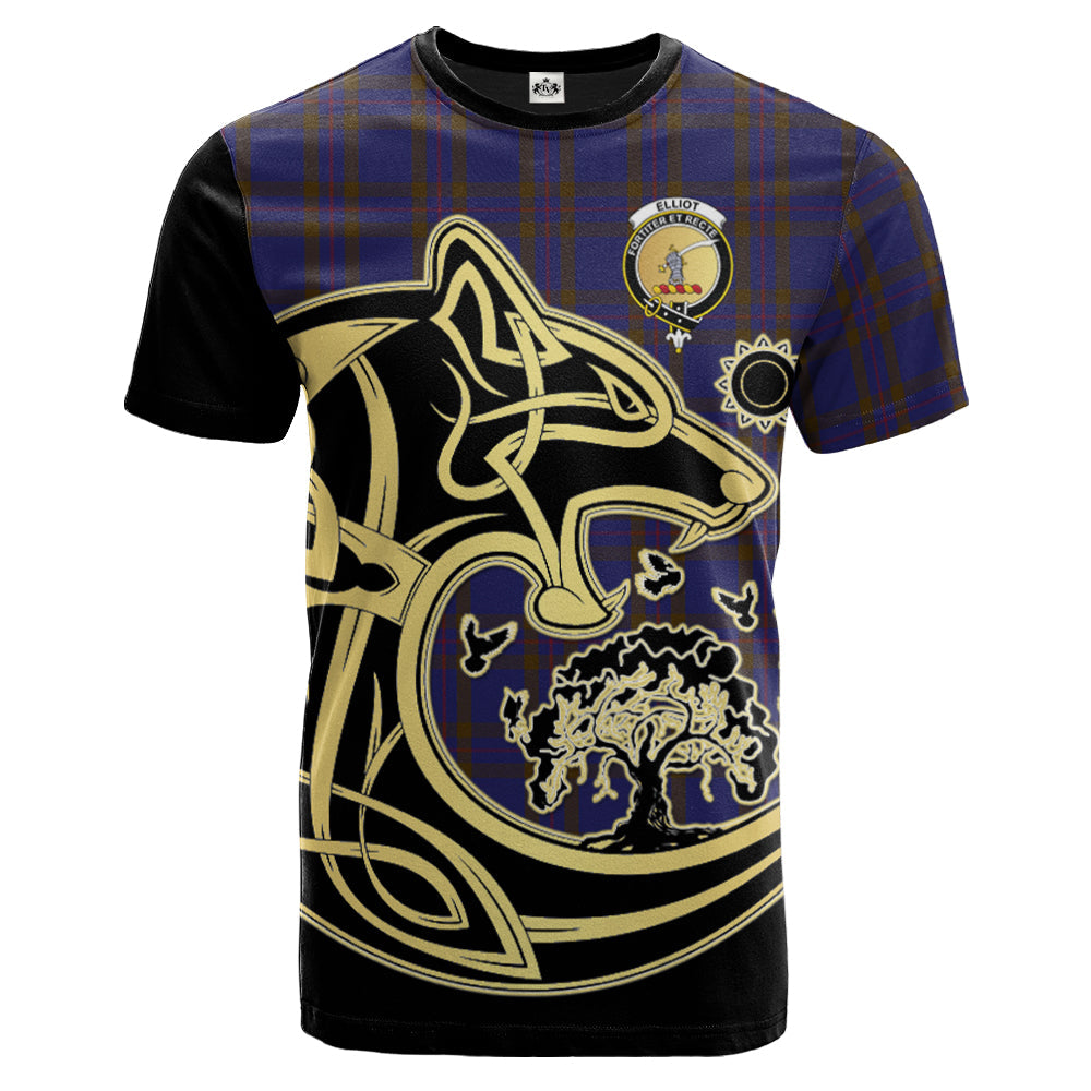 Printivon Elliot Crest Celtic Wolf Tartan T Shirt Custom Your Text
