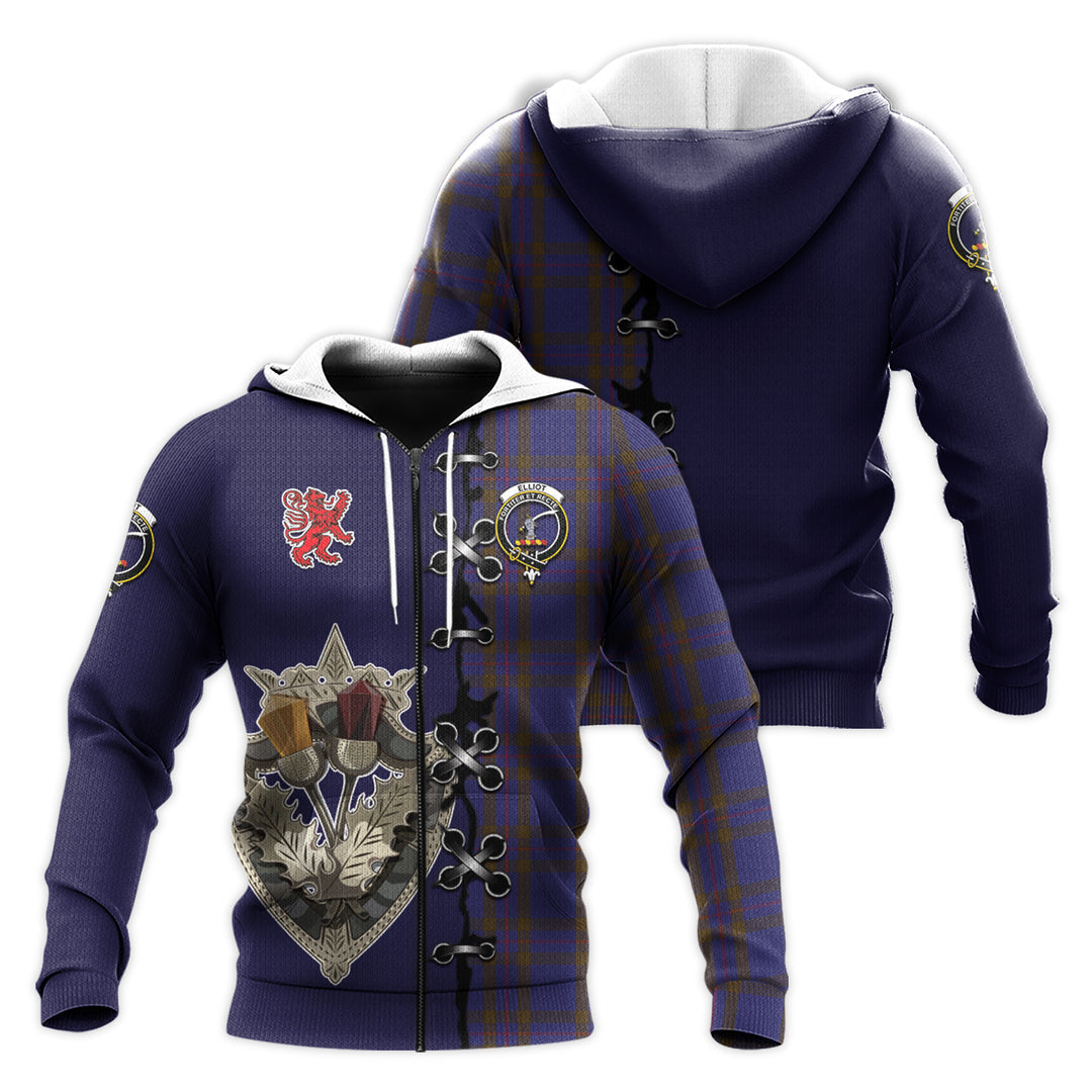 Printivon Elliot Tartan Hoodie Lion Rampant And Celtic Thistle Style