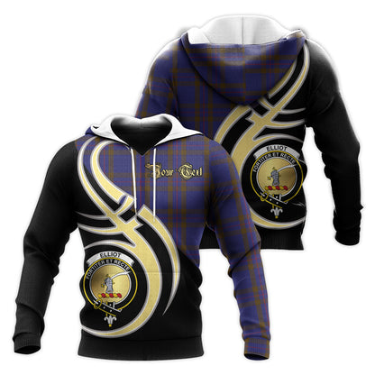 Printivon Elliot Clan Believe In Me Crest Tartan Knitted Hoodie Custom Your Text