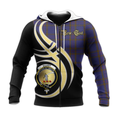 Printivon Elliot Clan Believe In Me Crest Tartan Knitted Hoodie Custom Your Text