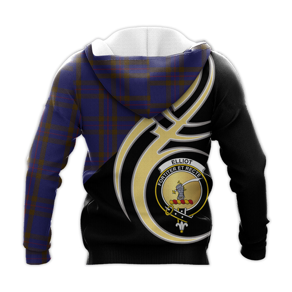 Printivon Elliot Clan Believe In Me Crest Tartan Knitted Hoodie Custom Your Text