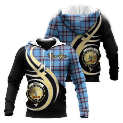 Printivon Elliot Ancient Clan Believe In Me Crest Tartan Knitted Hoodie Custom Your Text