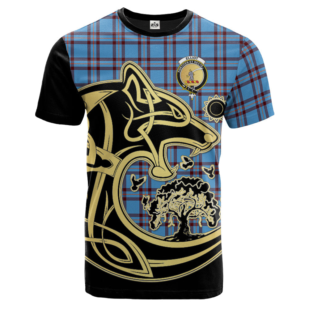 Printivon Elliot Ancient Crest Celtic Wolf Tartan T Shirt Custom Your Text