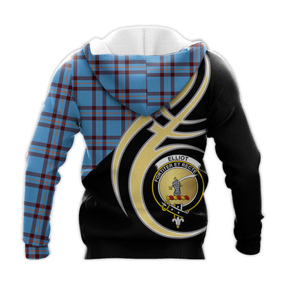 Printivon Elliot Ancient Clan Believe In Me Crest Tartan Knitted Hoodie Custom Your Text