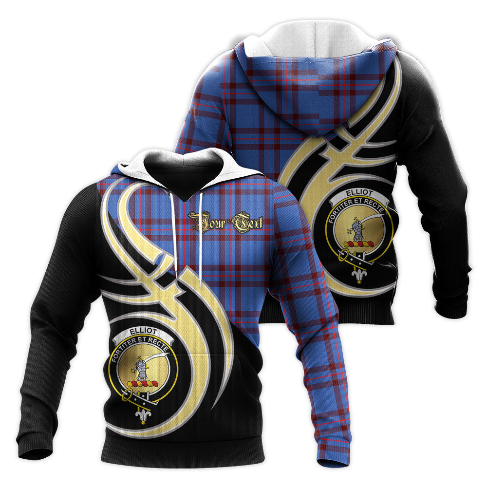 Printivon Elliot Modern Clan Believe In Me Crest Tartan Knitted Hoodie Custom Your Text