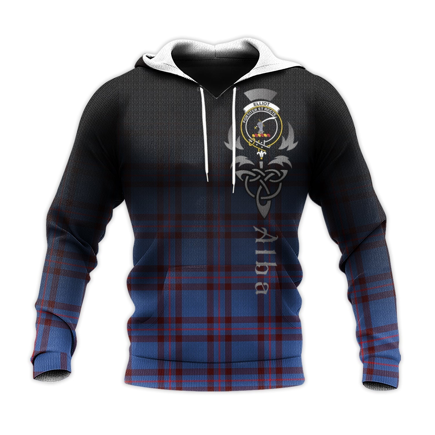 Printivon Elliot Modern Tartan Crest Alba Celtic Hoodie