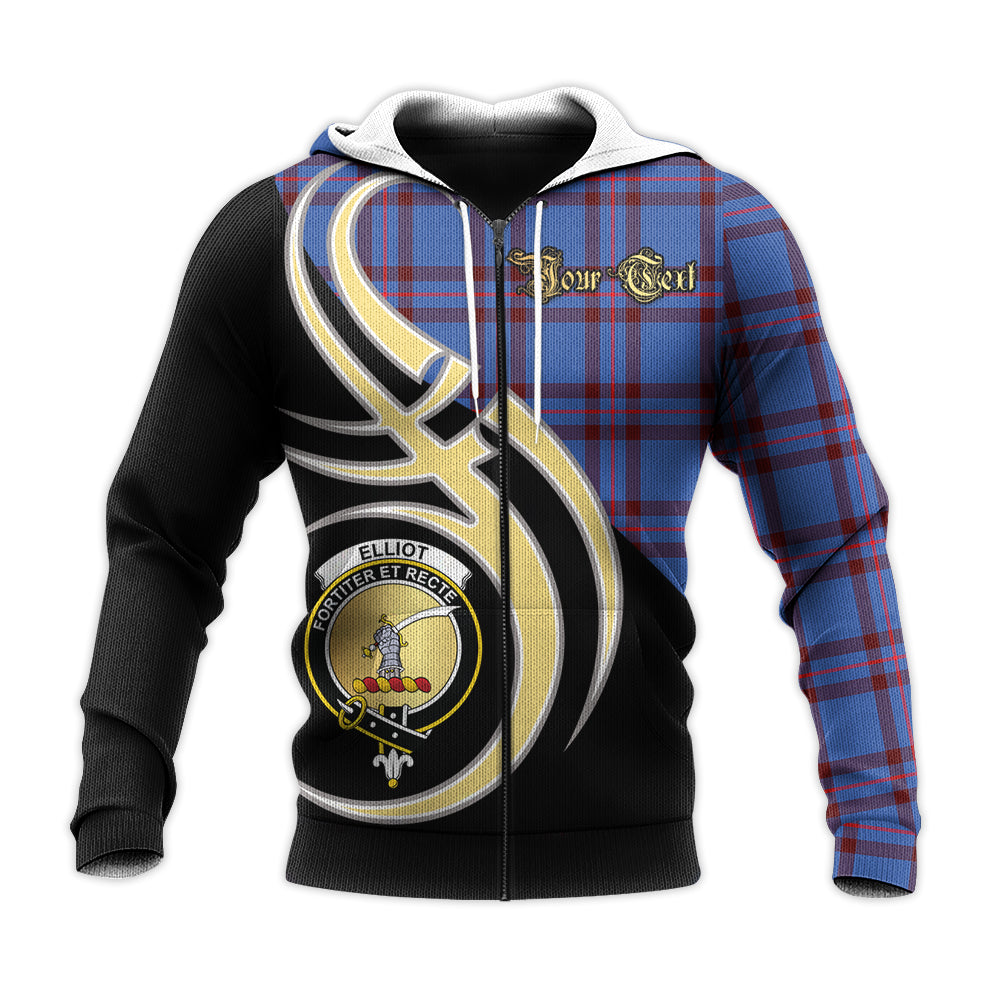 Printivon Elliot Modern Clan Believe In Me Crest Tartan Knitted Hoodie Custom Your Text