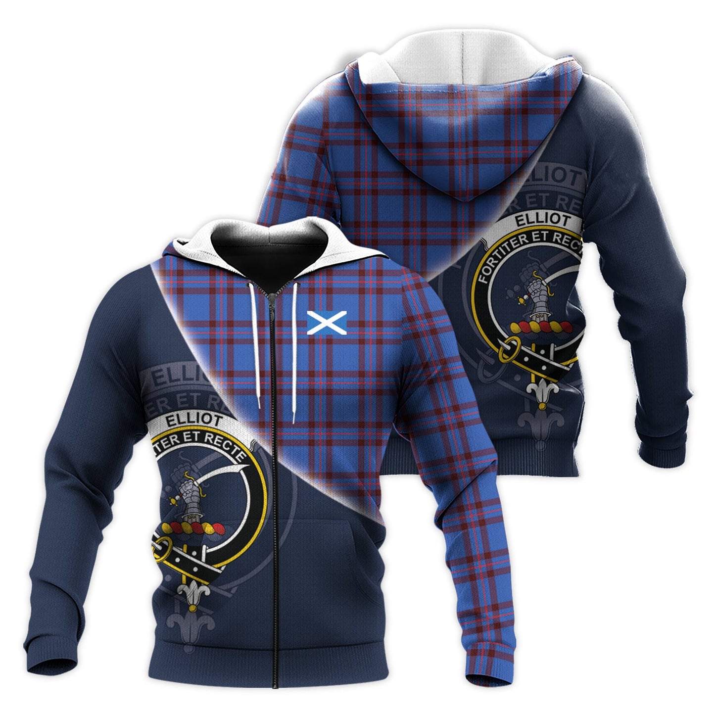 Printivon Elliot Modern Tartan Scottish Crest Hoodie