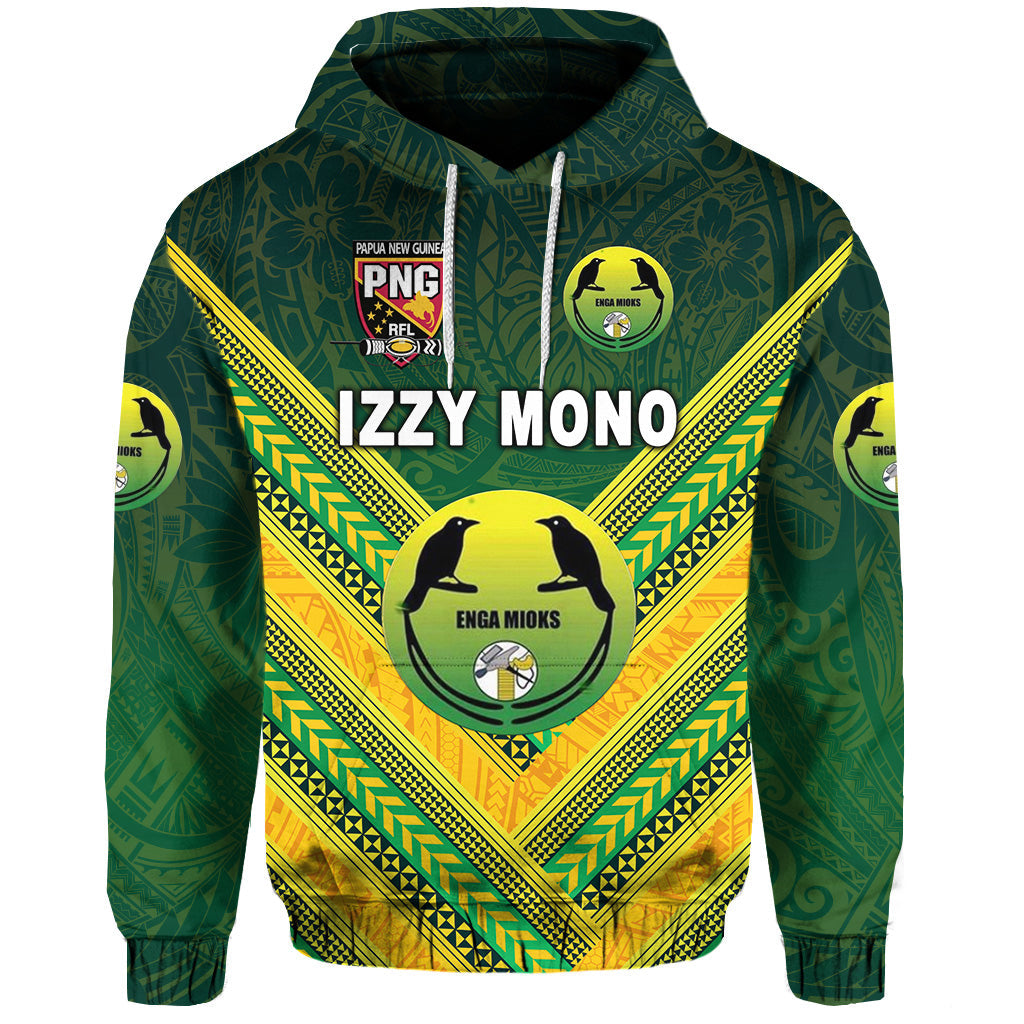 Izzy Mono Papua New Guinea Enga Mioks Hoodie Rugby Original Style Green