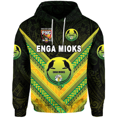 ( Personalised) Papua New Guinea Enga Mioks Hoodie Rugby Original Style Black, Text And Number
