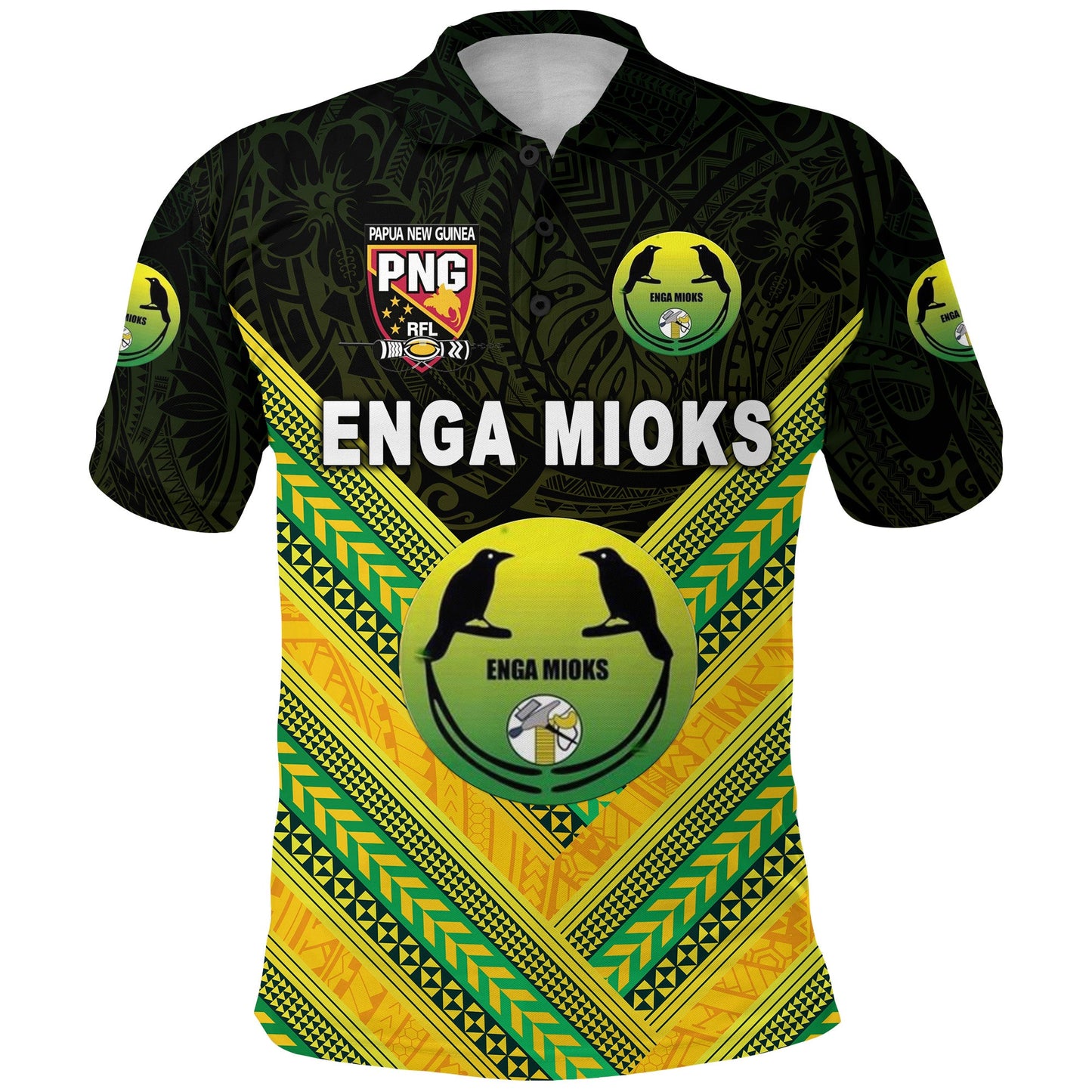 Papua New Guinea Enga Mioks Polo Shirt Rugby Original Style - Black