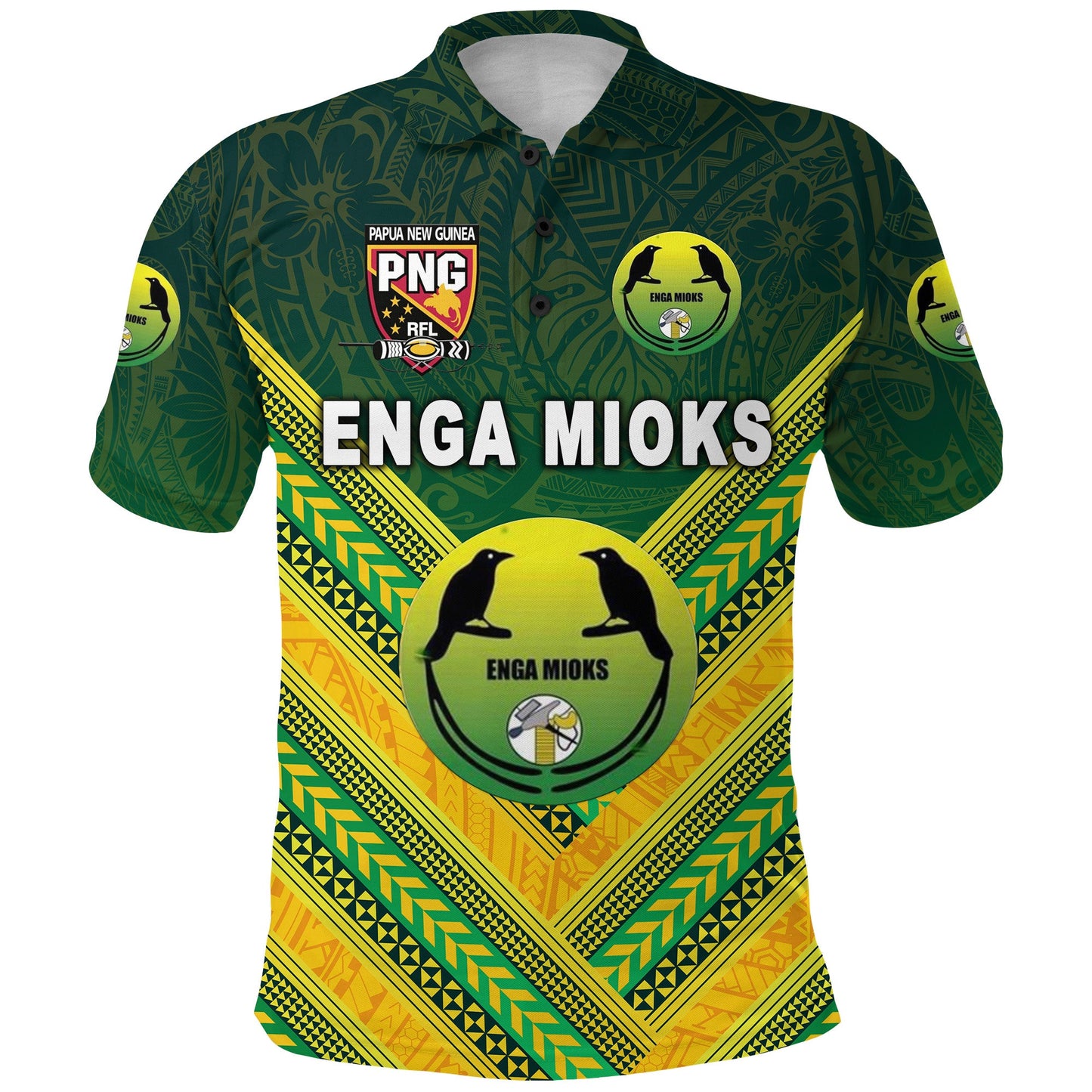 Papua New Guinea Enga Mioks Polo Shirt Rugby Original Style - Green