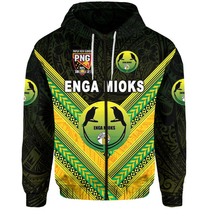 ( Personalised) Papua New Guinea Enga Mioks Zip Hoodie Rugby Original Style Black, Text And Number