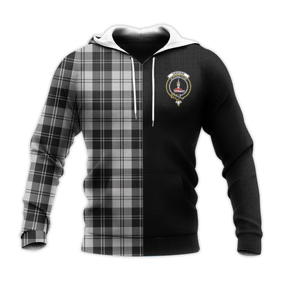 Printivon Erskine Black And White Tartan Personalize Half Hoodie