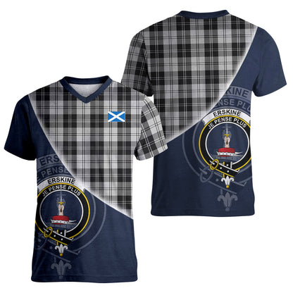 Printivon Erskine Black and White Tartan Scottish Crest T Shirt