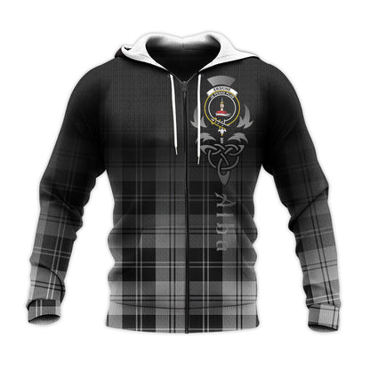 Printivon Erskine Black And White Tartan Crest Alba Celtic Hoodie