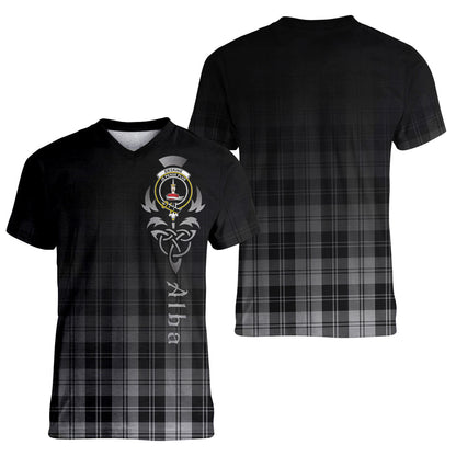 Printivon Erskine Black and White Tartan Crest Alba Celtic T Shirt
