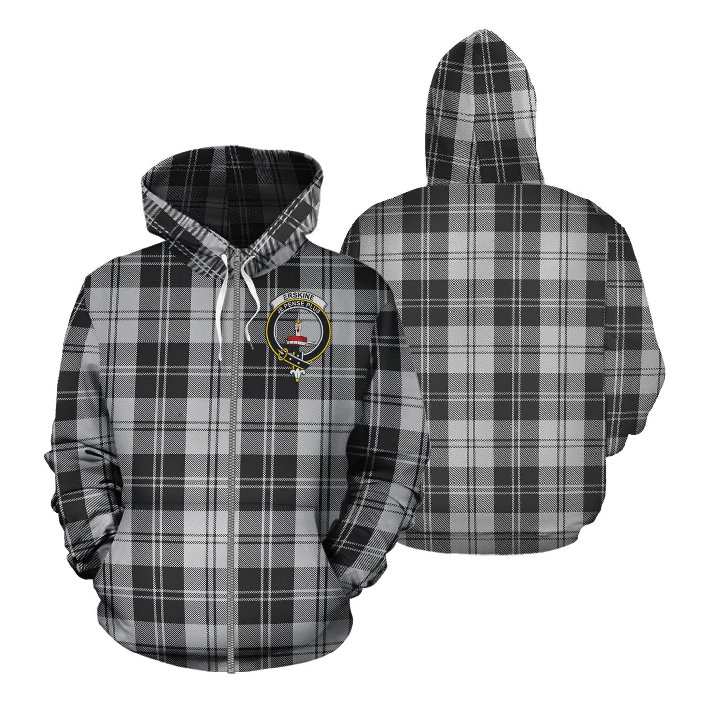 Printivon Erskine Black And White Tartan Hoodie