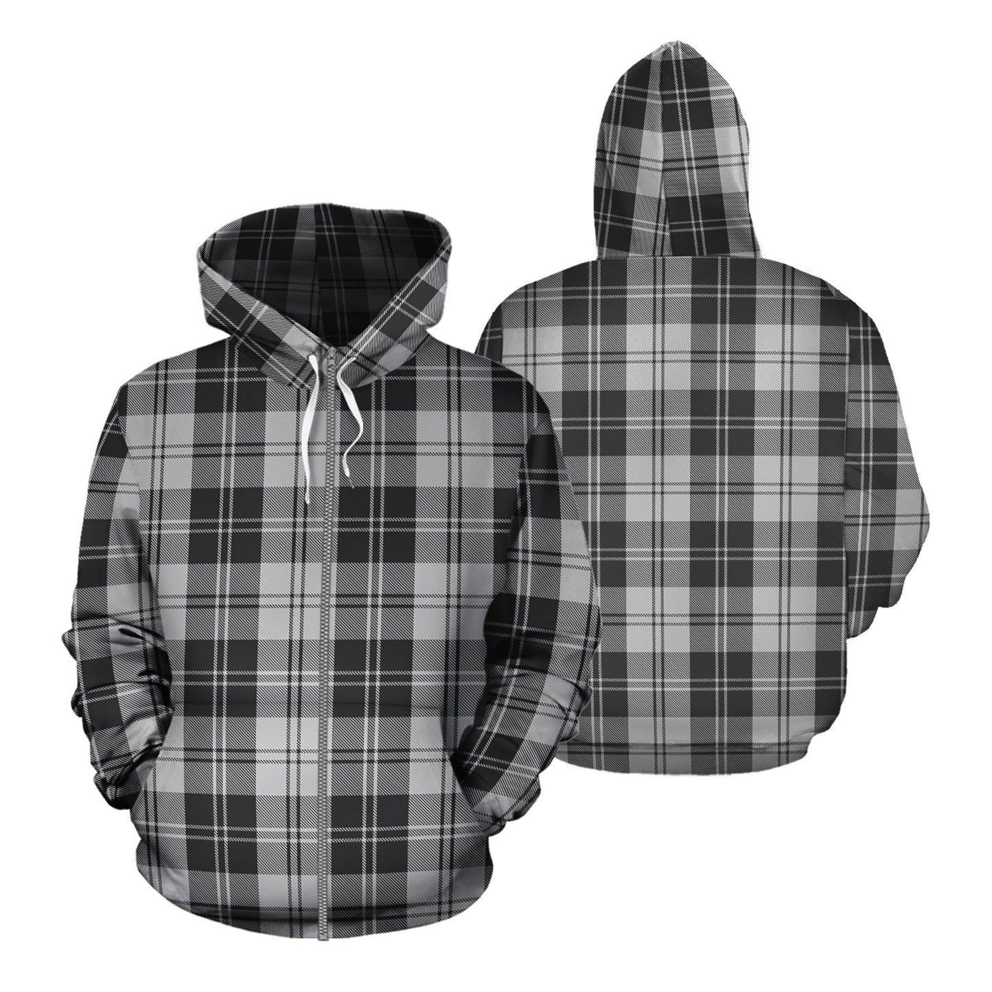 Printivon Erskine Black And White Tartan Hoodie
