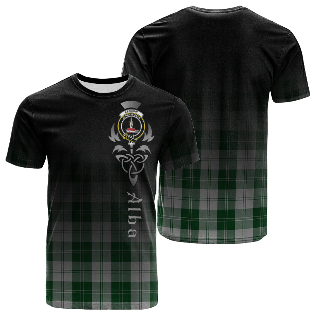 Printivon Erskine Green Tartan Crest Alba Celtic T Shirt