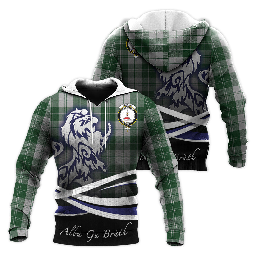 Printivon Erskine Green Tartan Scottish Lion Hoodie