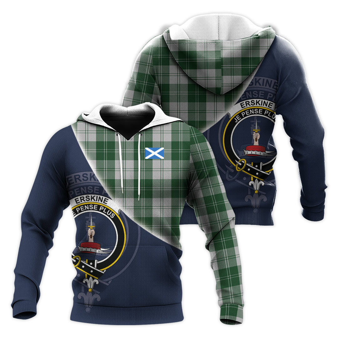 Printivon Erskine Green Tartan Scottish Crest Hoodie