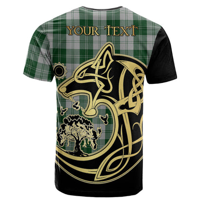 Printivon Erskine Green Crest Celtic Wolf Tartan T Shirt Custom Your Text
