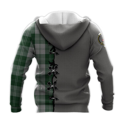 Printivon Erskine Green Tartan Hoodie Lion Rampant And Celtic Thistle Style
