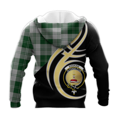 Printivon Erskine Green Clan Believe In Me Crest Tartan Knitted Hoodie Custom Your Text