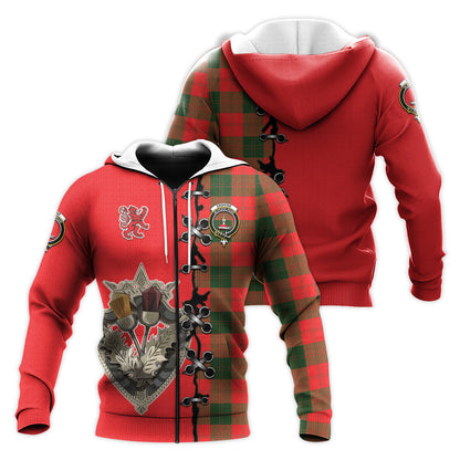 Printivon Erskine Modern Tartan Hoodie Lion Rampant And Celtic Thistle Style