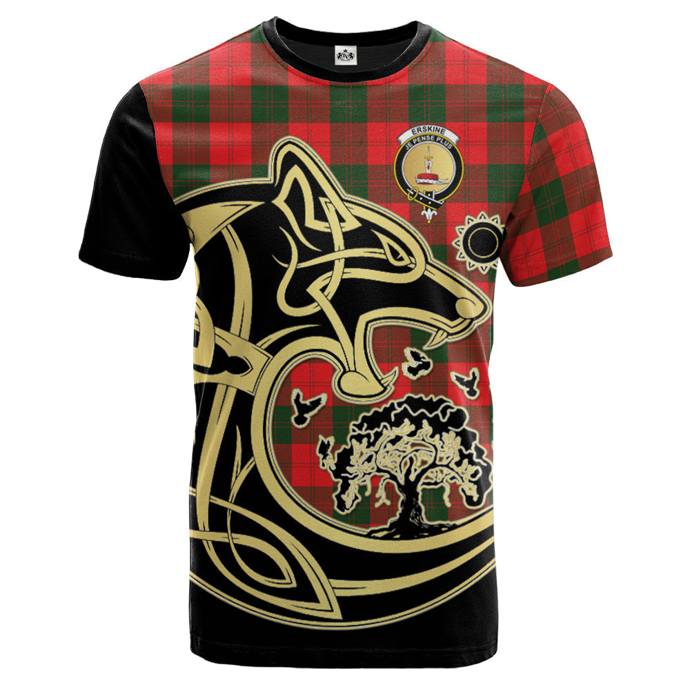 Printivon Erskine Modern Crest Celtic Wolf Tartan T Shirt Custom Your Text
