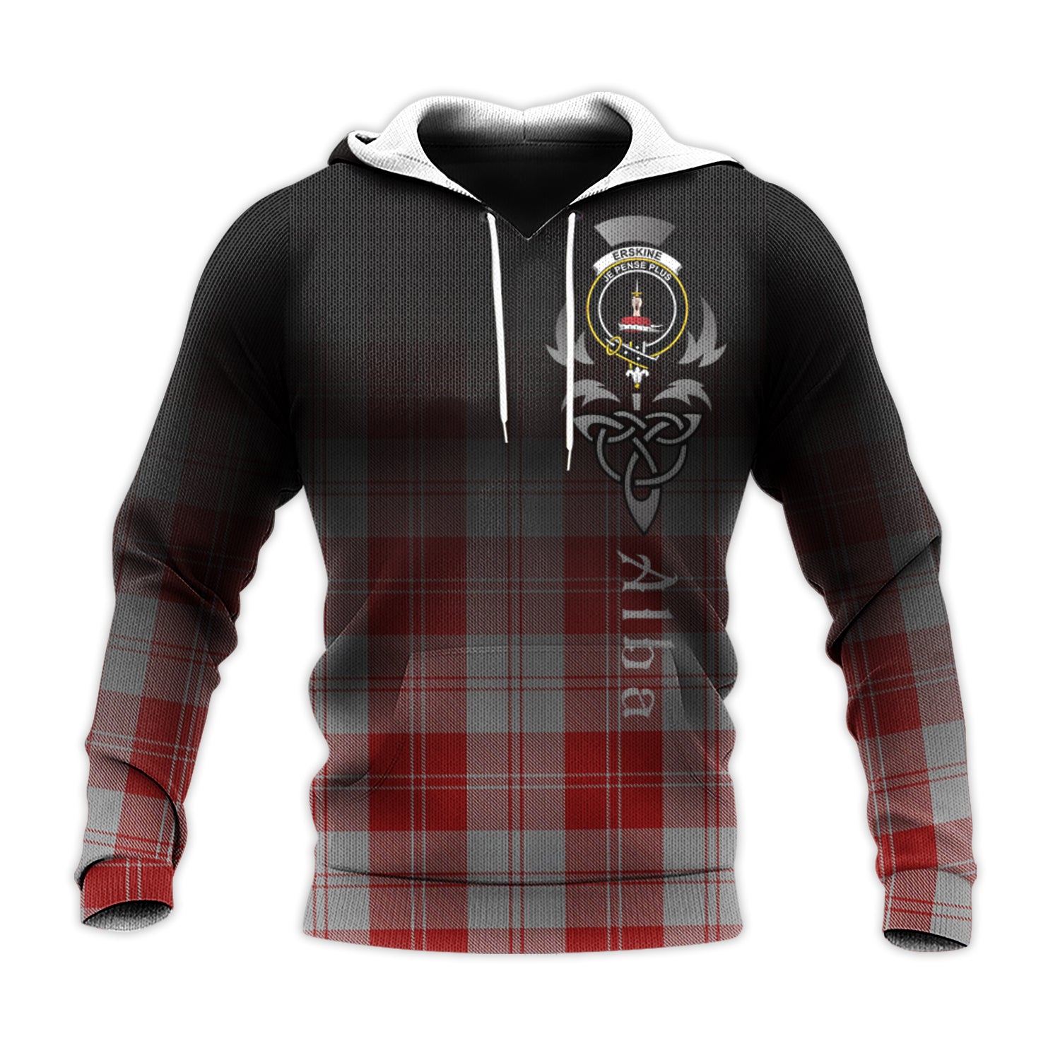 Printivon Erskine Red Tartan Crest Alba Celtic Hoodie