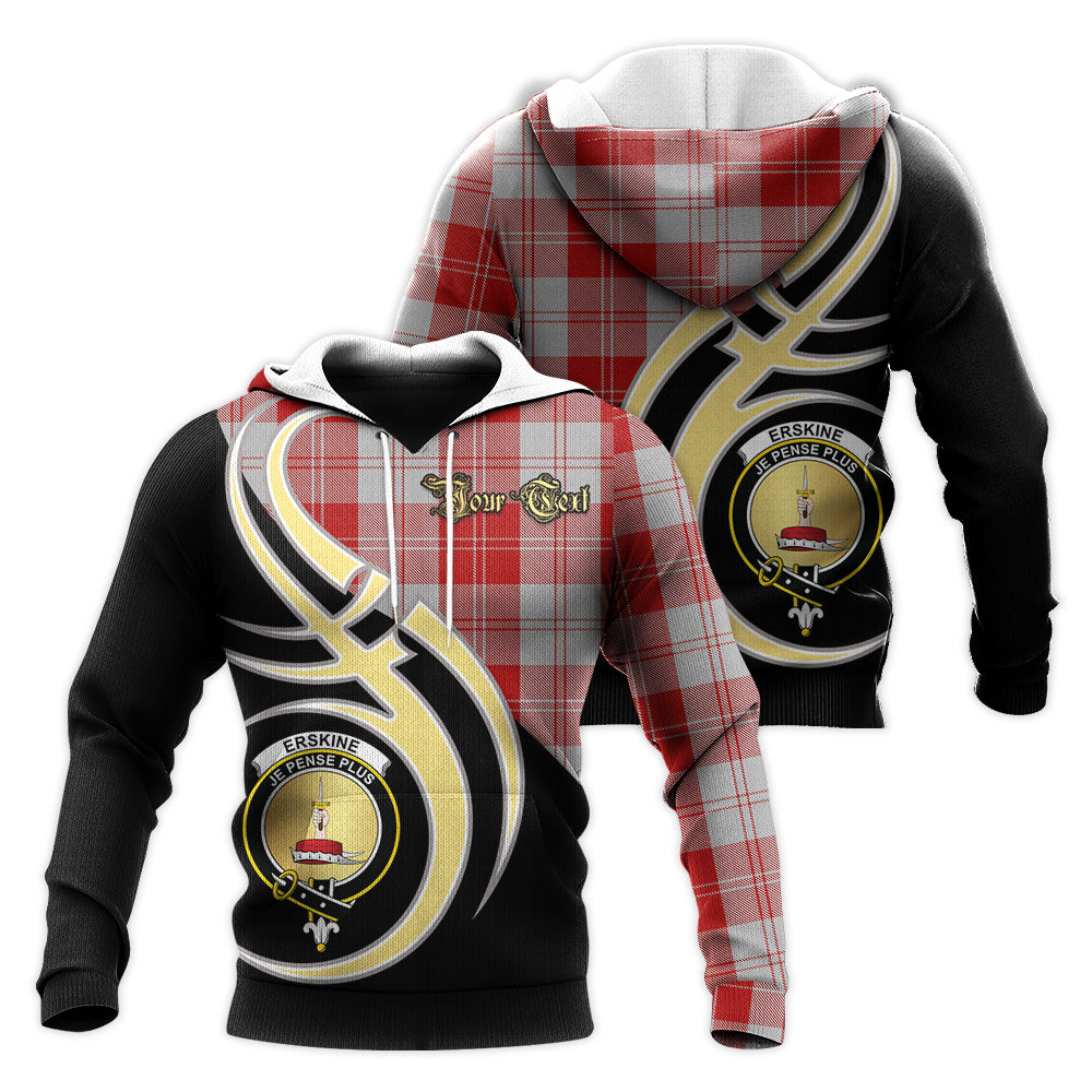 Printivon Erskine Red Clan Believe In Me Crest Tartan Knitted Hoodie Custom Your Text