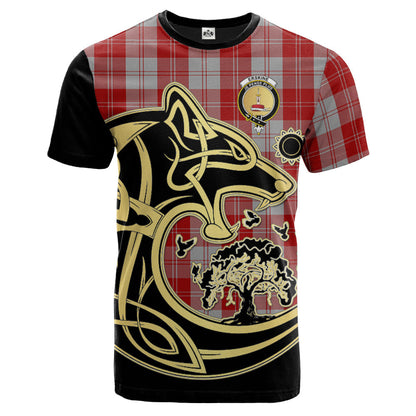 Printivon Erskine Red Crest Celtic Wolf Tartan T Shirt Custom Your Text